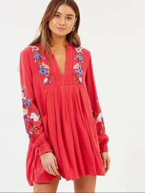 Free People Mia Gauze Embroidered Mini Dress